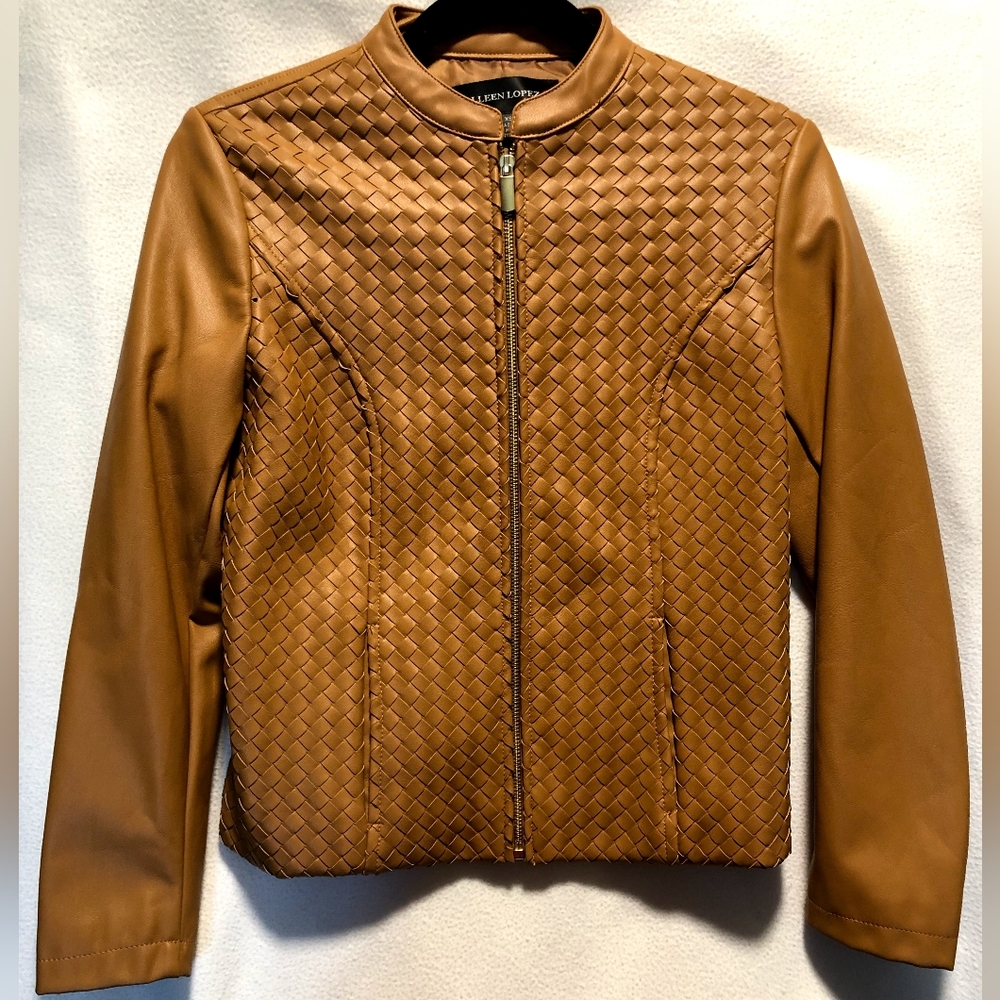 Colleen Lopez Tan Faux Leather Jacket